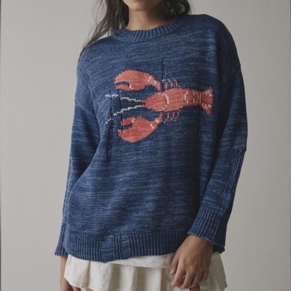 NWOT BDG Urban Outfitters Kurt Distressed Lobster Sweater